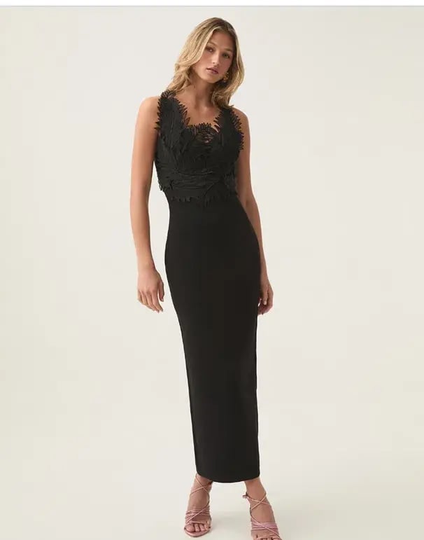 Aje Daisy Knit Maxi Dress in Black Size 8 photo 4