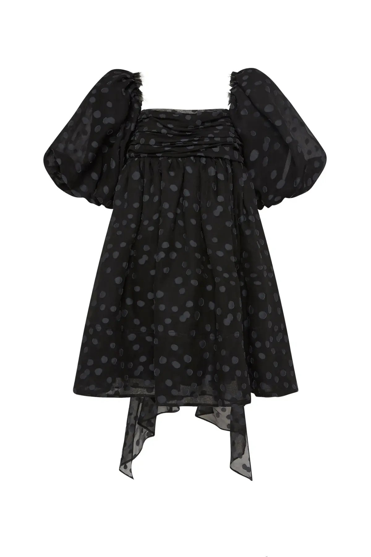 La Piscine Puff Sleeve Bow Back Mini Dress photo 3