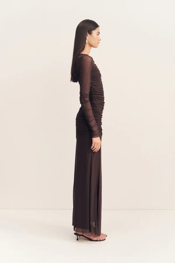 Shona Joy Mira gathered Maxi Dress - Ganache photo 3
