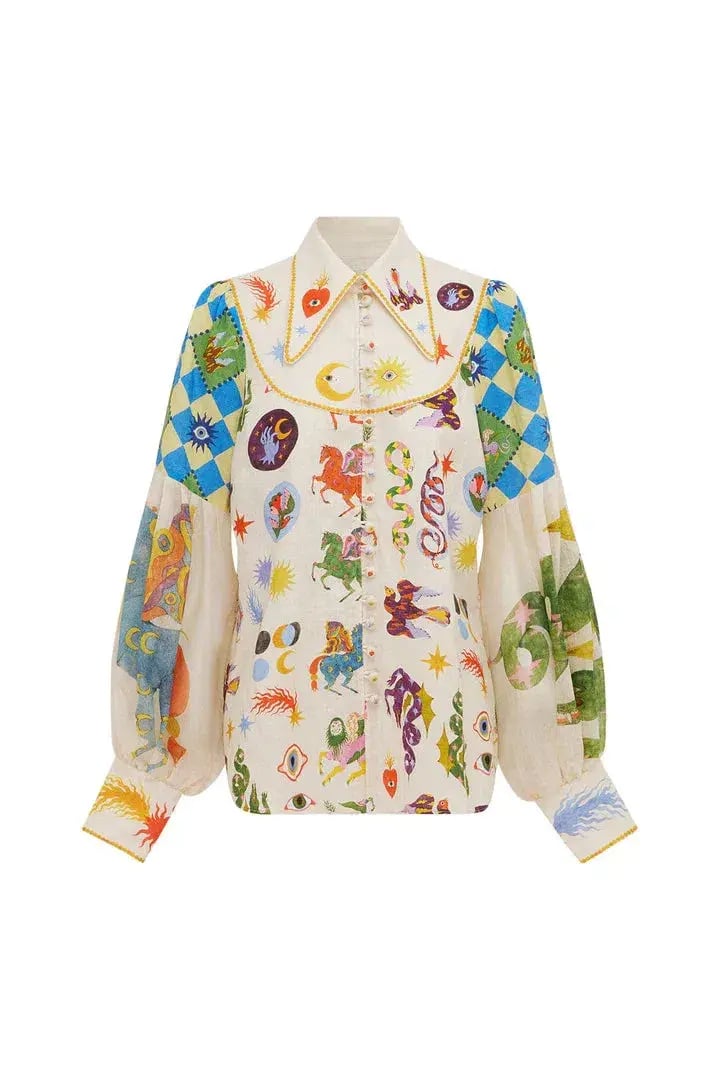 Alemais Lou Balloon Sleeve Shirt Multi Size 14 photo 4