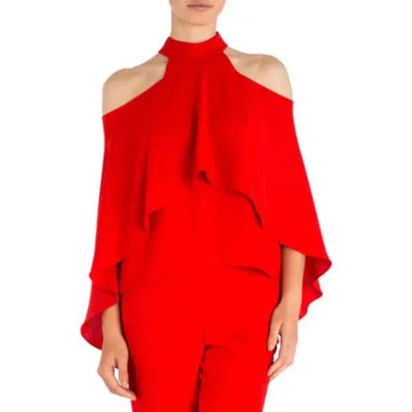 Carla Zampatti Flame Crepe Top and Pants Set Red Size 10 photo 4