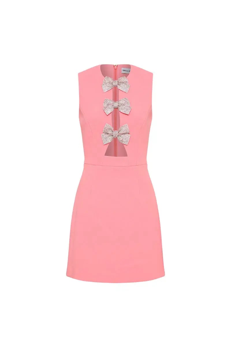 Rebecca Vallance Brittany Bow Mini Dress Pink Size 8 photo 5
