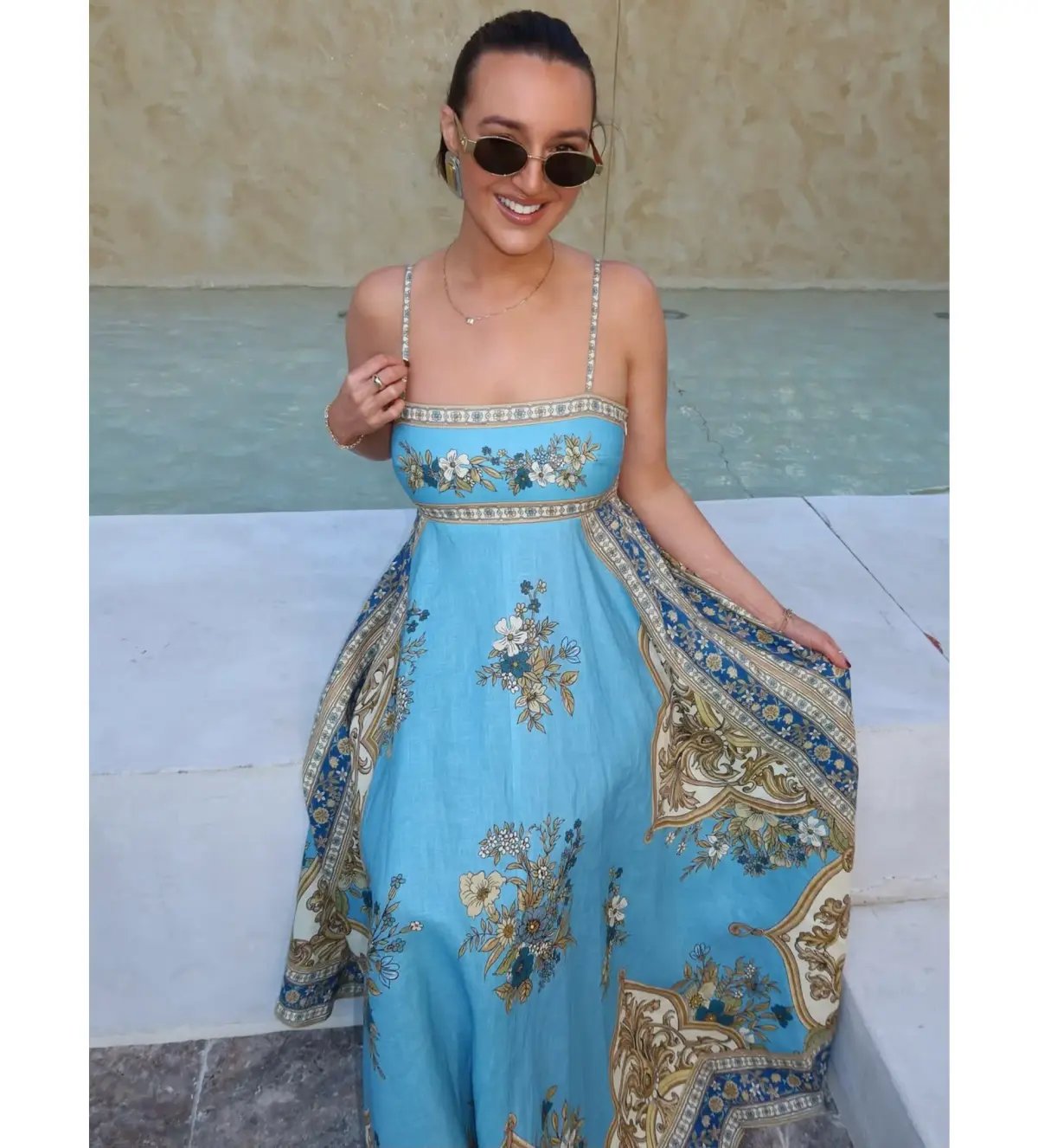 Alemais La Sirena Exclusive Cassie Sundress in Blue Size 16 photo 3