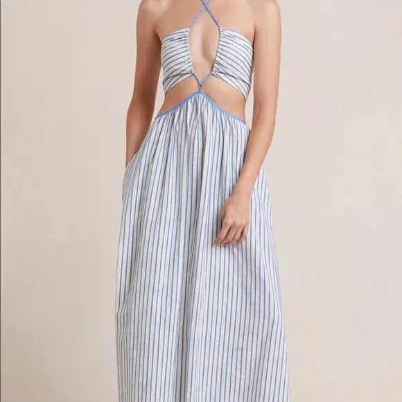 Bec & Bridge Lucia Cutout Maxi Dress White/Blue Size 12 photo 2