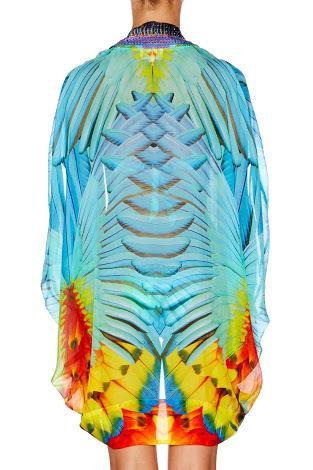Camilla Flightful Open Cape Orange Print One Size photo 2
