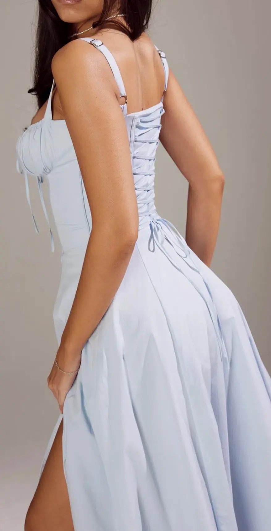 House of CB Carmen Soft Blue Bustier Midi Sundress Size L photo 4