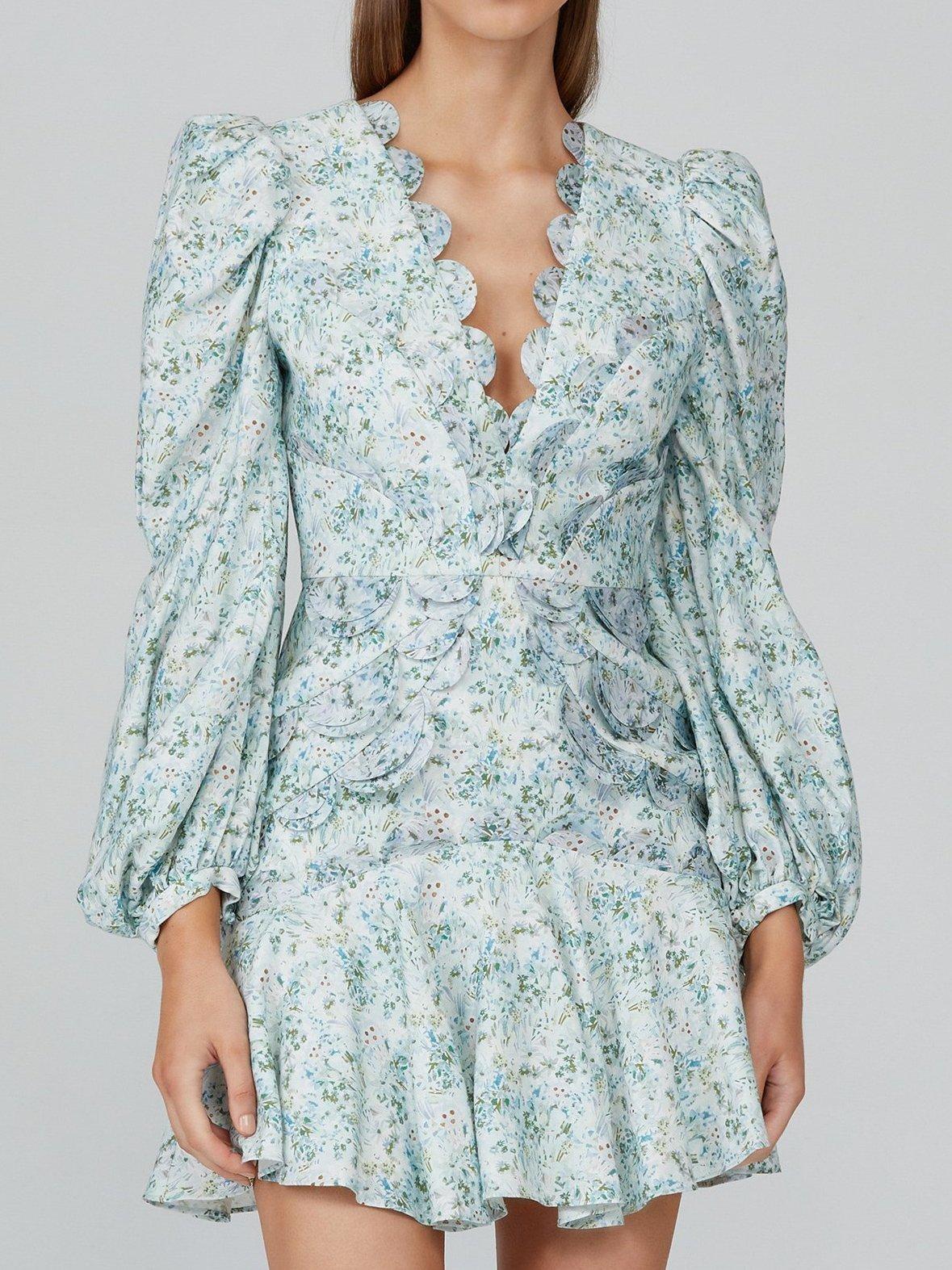 Acler Dixon Mini Dress Blue Floral Size AU 12 photo 2