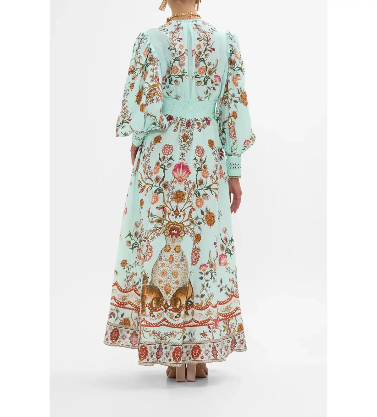 Camilla Shaped Waistband Dress in Floral Green Size AU 10 photo 3