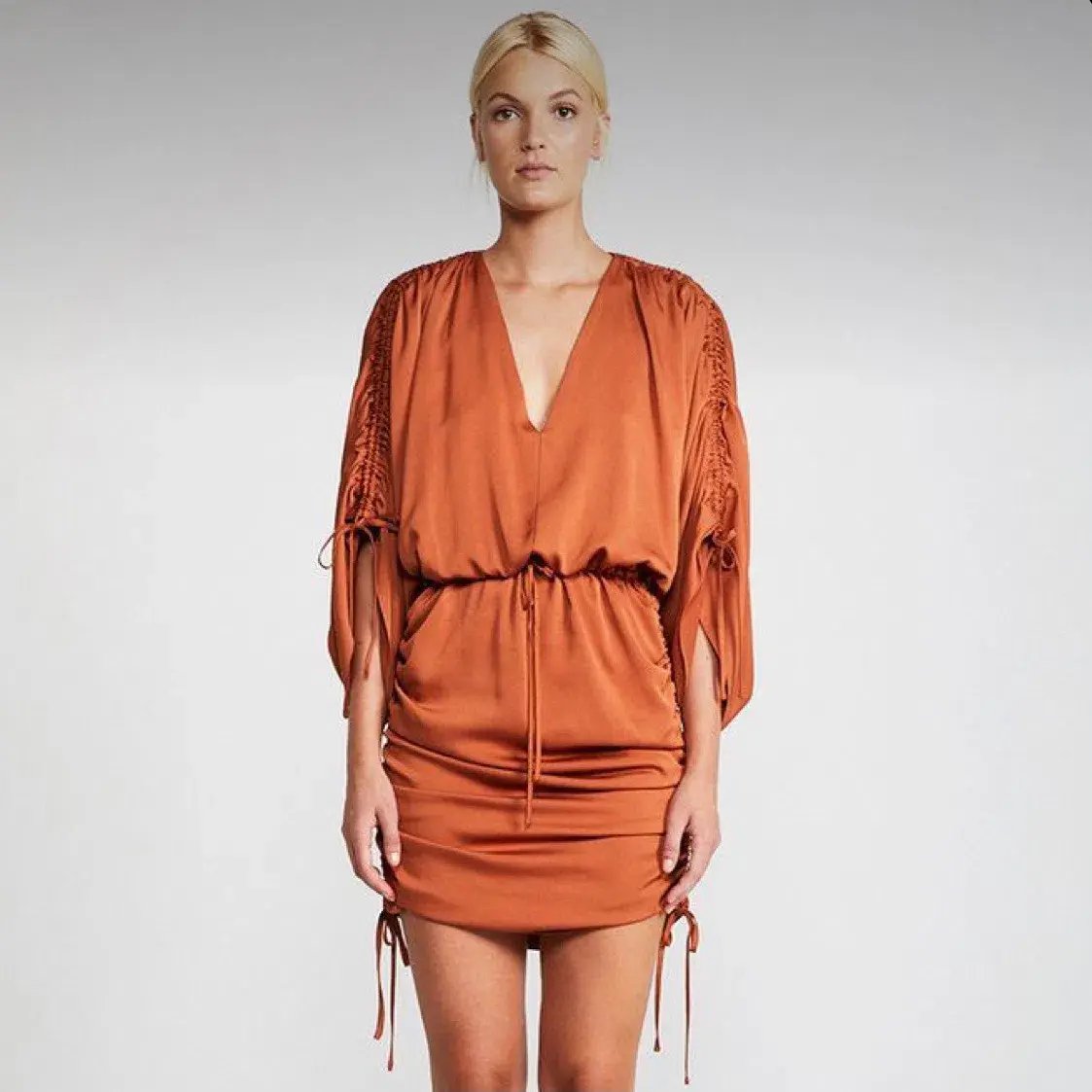 Shona Joy Ruched Kimono Dress in Copper Size 10 photo 2