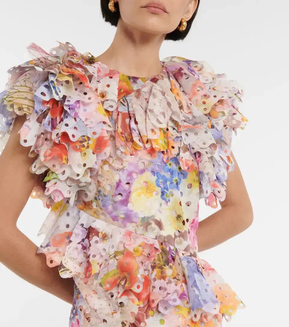 Zimmermann Prima Frilled Gown in Patchwork Floral Print Size 0 / AU 8 photo 2