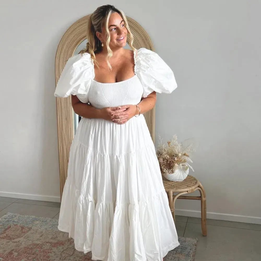 Aje Casa Puff Sleeve Midi Dress Ivory Size 16 photo 4