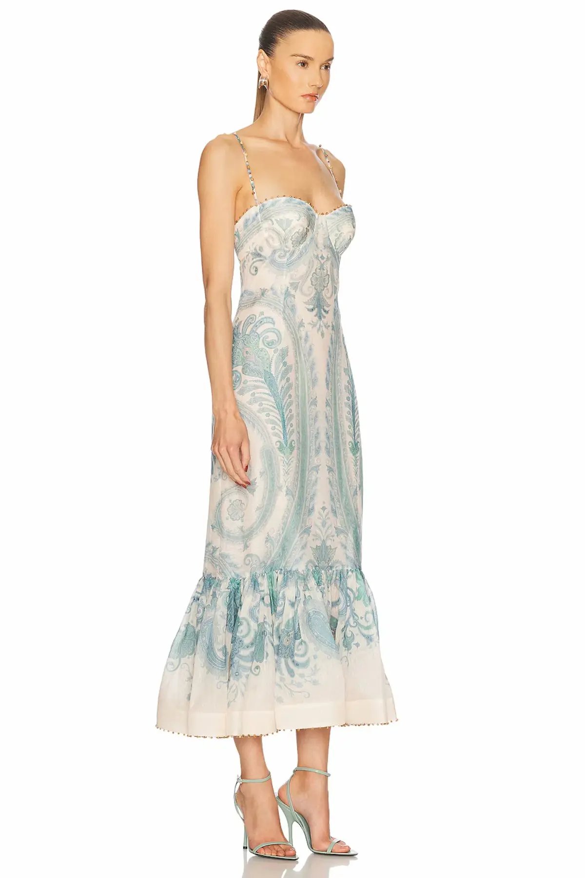 Zimmermann Illuminate Gown Turquoise Paisley Size 12 photo 3