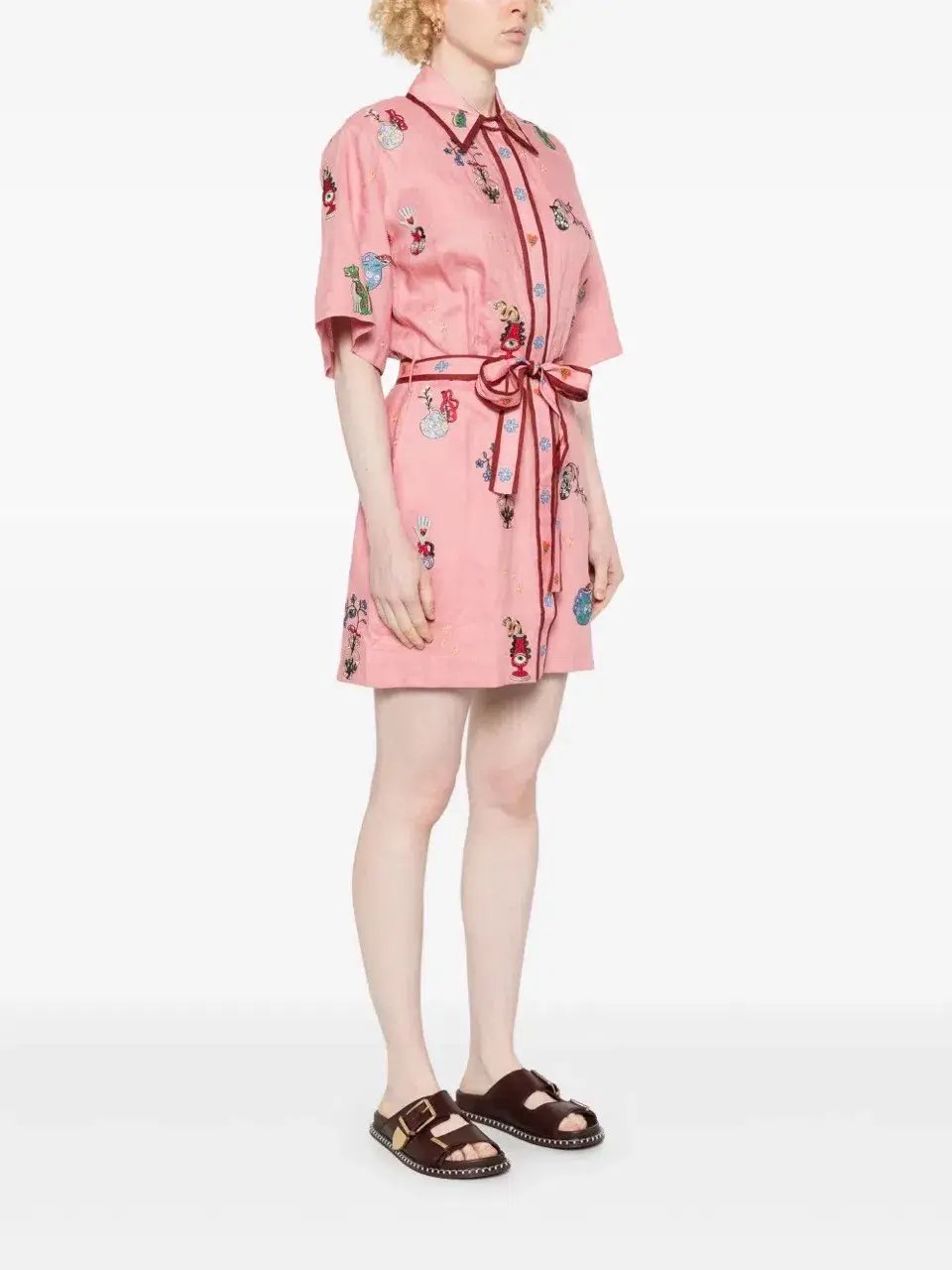 ALEMAIS Timmy  Embroidered Mini Dress Pink Size 10 AU photo 8