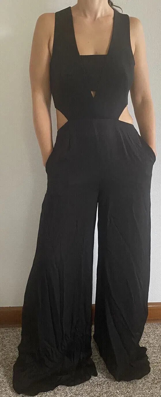 Sass & Bide Heat Wave Cut Out Wide Leg Jumpsuit Black Size 8 photo 5
