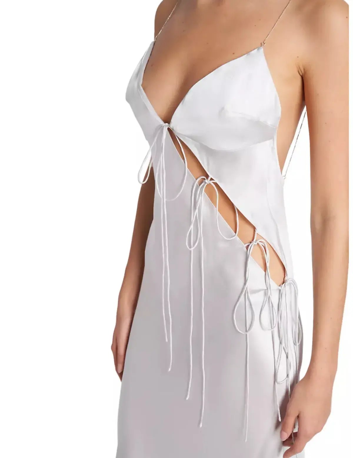 Christopher Esber Slope Tie Silk Dress Silver Size 8 photo 5