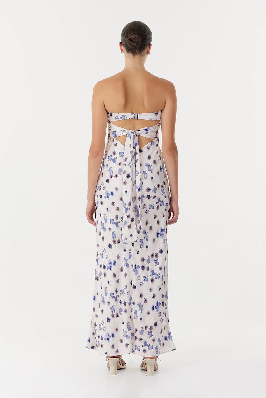 THIRD FORM BLUE BIAS STRAPLESS DRESS - FLORAL photo 5