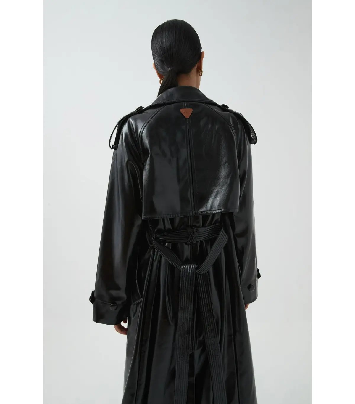 Aje Studio Raven Vegan Leather Trench Black Size AU 10 photo 4