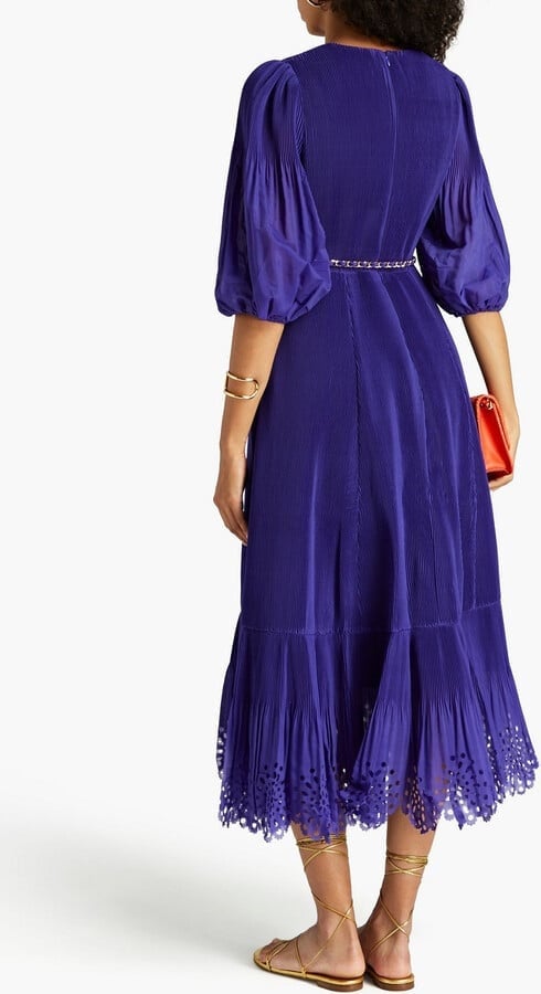 Zimmermann Pleated Midi Dress in Lapis photo 3