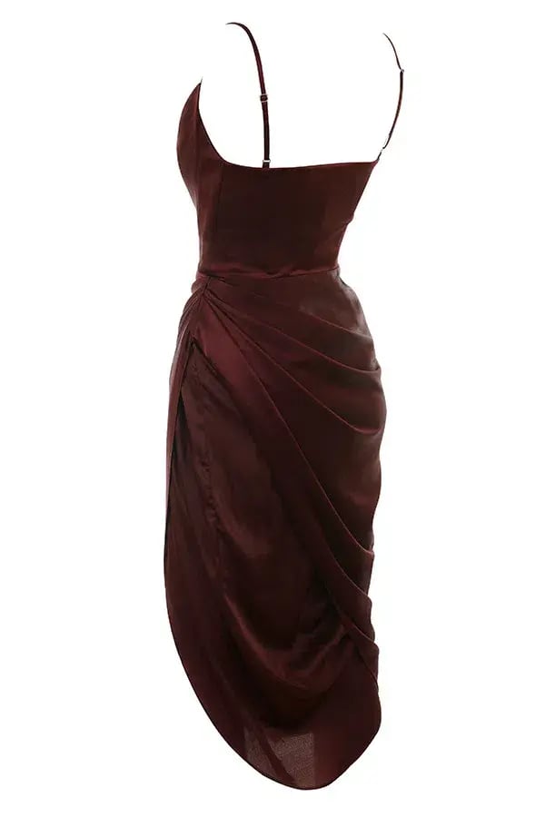 House of CB Reva Satin Balcony Corset Midi Dress Red Size 6 photo 6