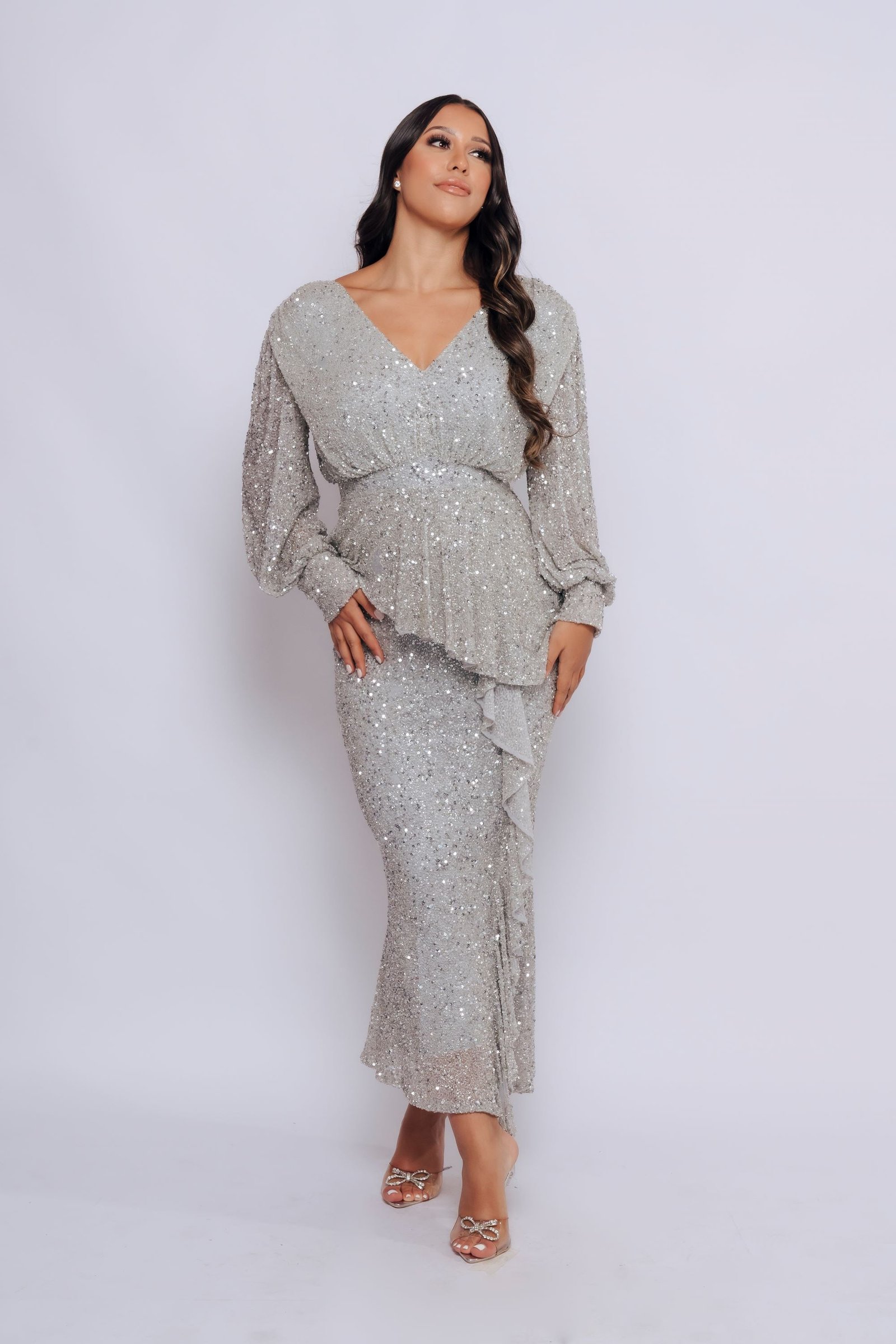 MALIKA V NECK MIDI BY MY SECRET WARDROBE SILVER photo 5