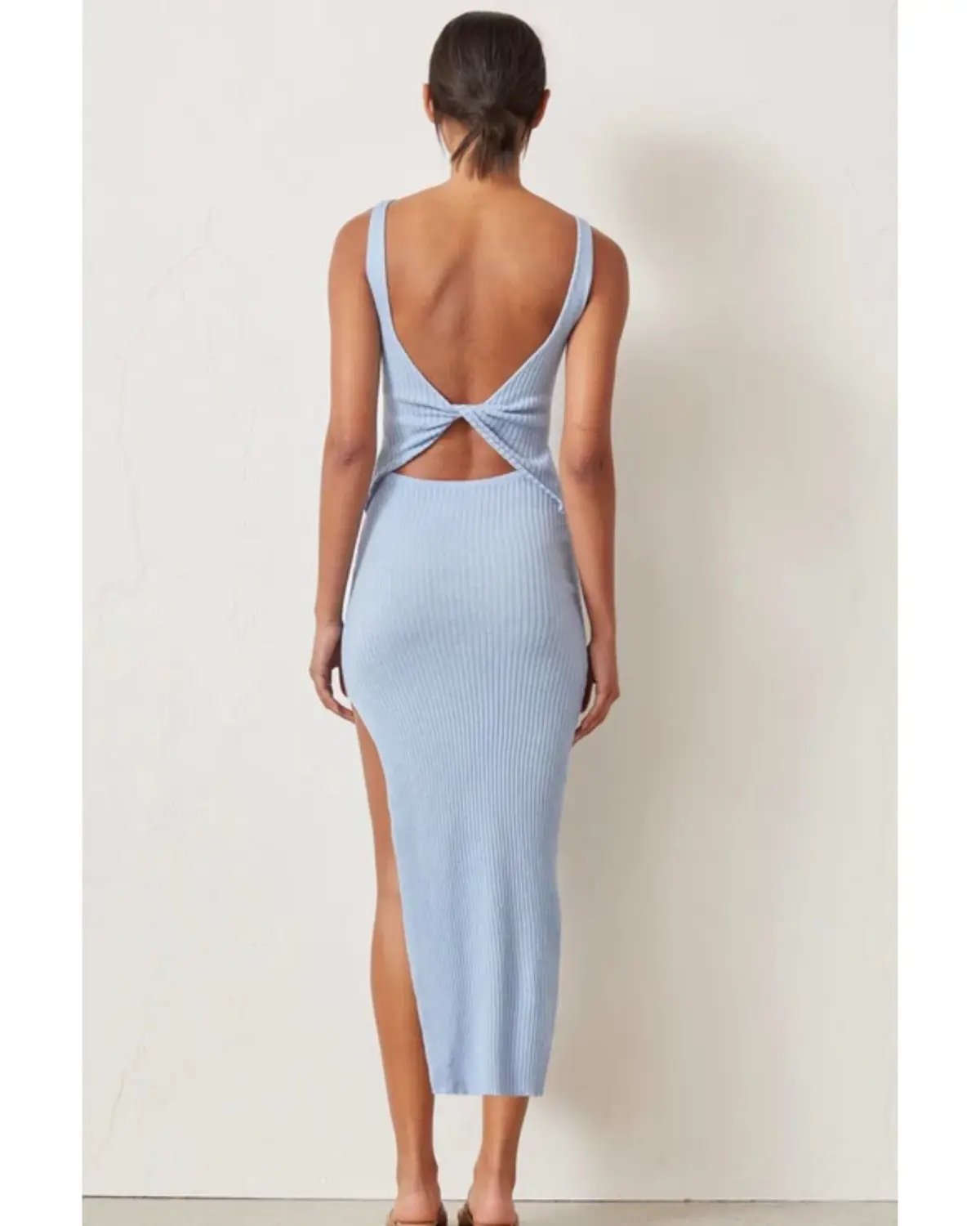 Bec & Bridge Riviera Knit Midi Dress in Sky Blue Size AU 8 photo 2
