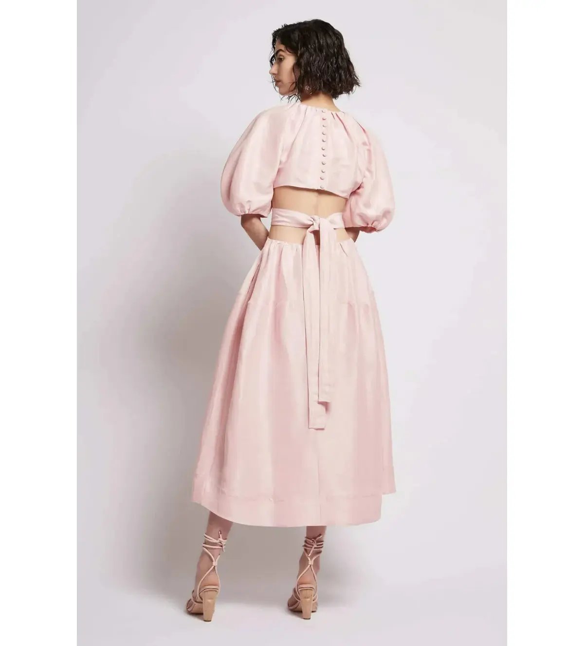 Aje Mimosa Soft Pink Cut Out Midi Dress Soft Pink Size AU 6 photo 4