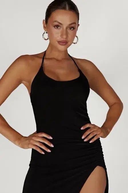 Meshki Allison Jersey Ruched Split Dress Black Size XS / Au 6 photo 2
