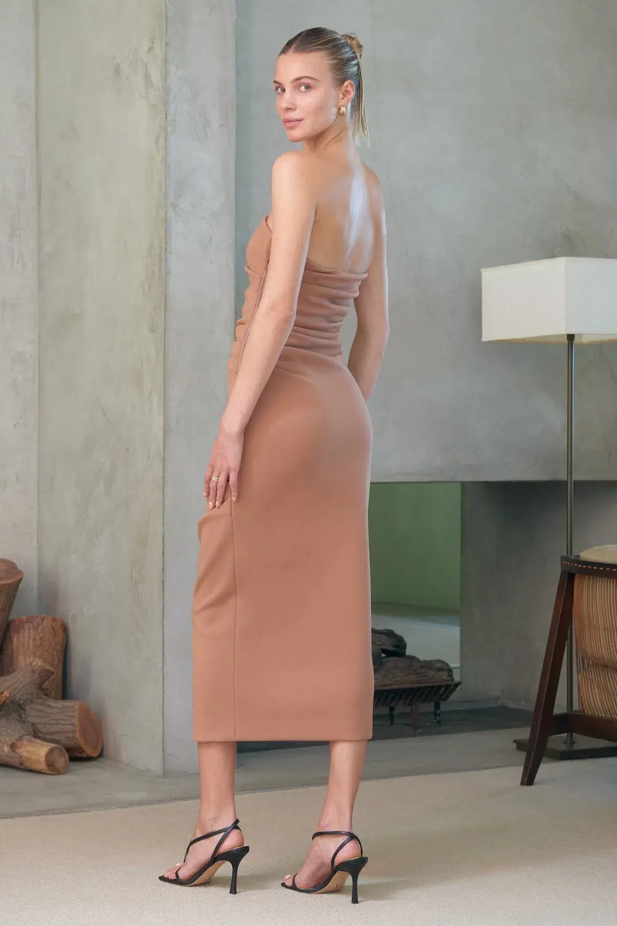 Misha Calandra Midi Dress Brown Size 8 photo 2