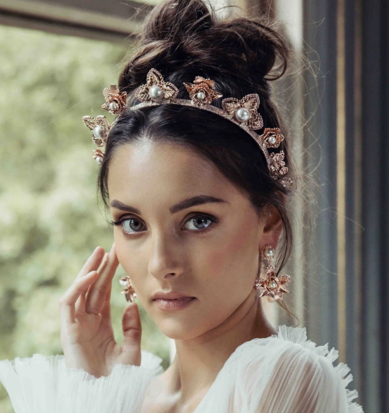 Ashlee Lauren Rose Gold Sofia Pearl Earrings photo 5