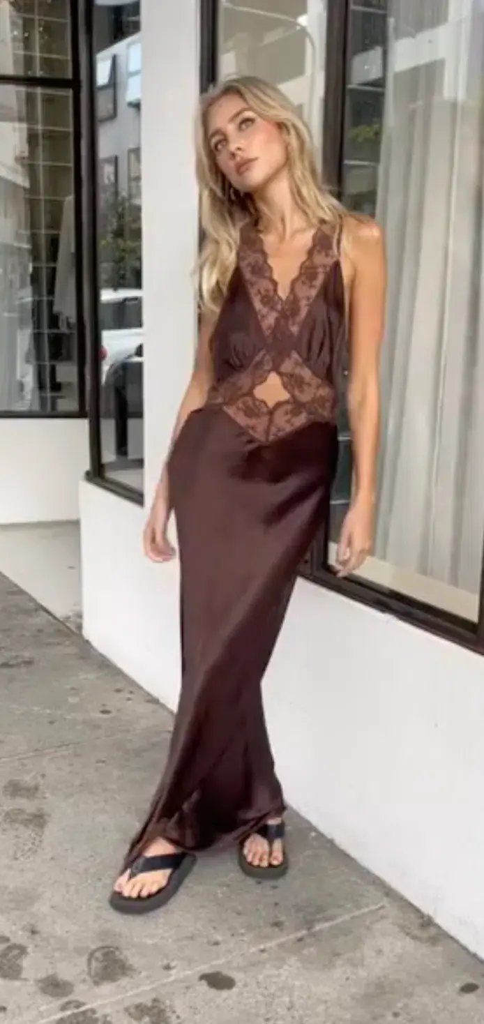 Sir the Label Aries Cut Out Gown Chocolate Size 0P / AU 6 photo 3