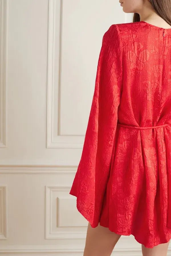 Stella McCartney Crinkled Silk-jacquard Mini Dress Red Size 8 photo 2