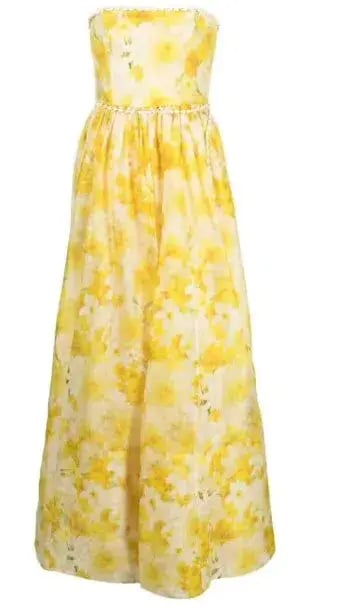 Zimmermann Wonderland Shell Embellished Silk Blend Gown Yellow Size AU 8 photo 3