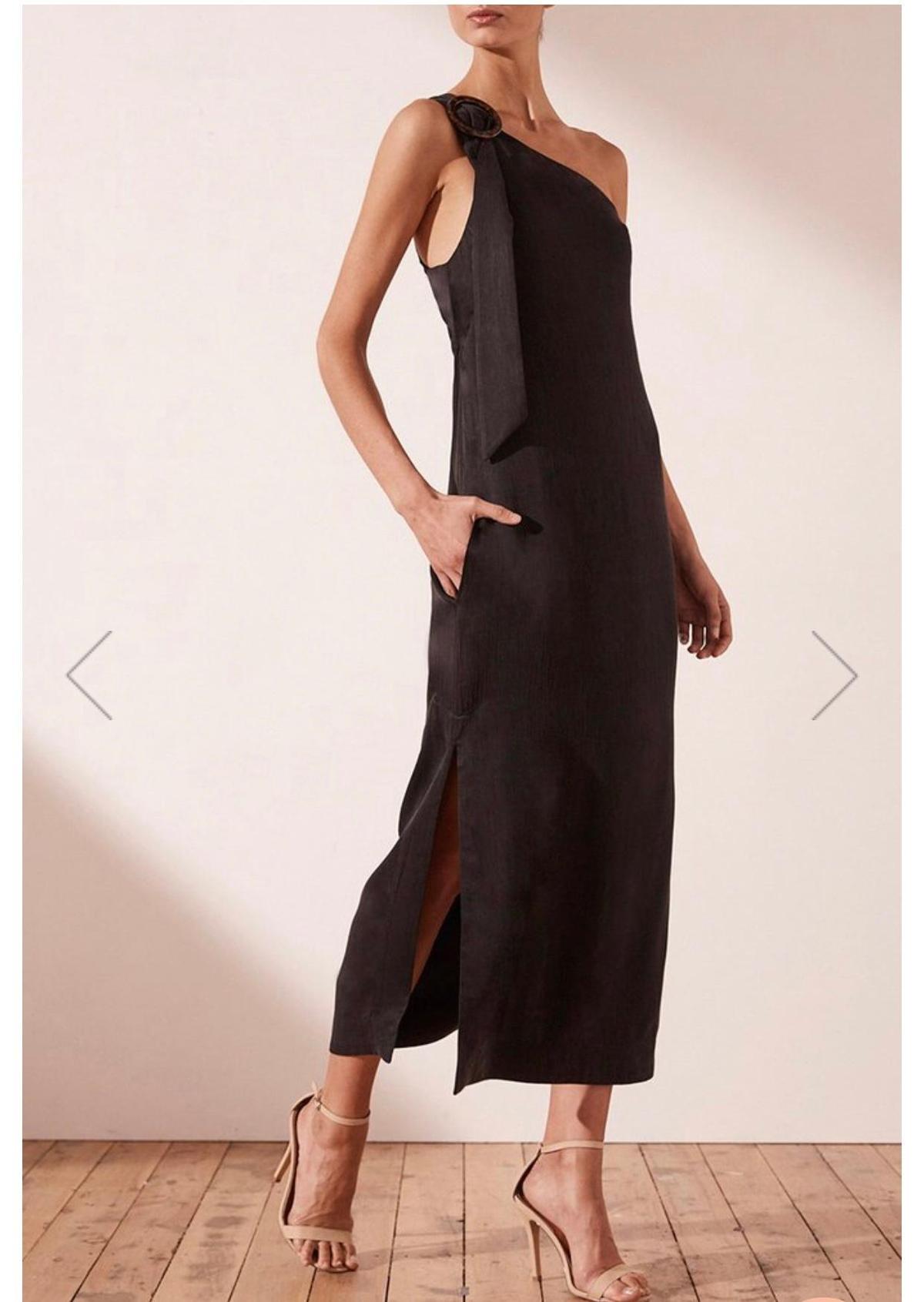 Shona Joy One Shoulder Black Dress Size 12 photo 4