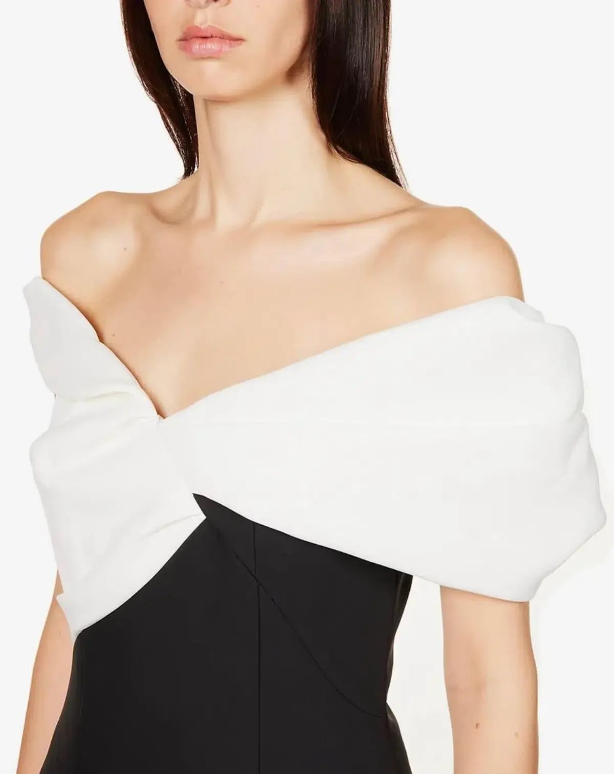 Rachel Gilbert Matteo Asymmetrical Off Shoulder Mini Dress Black/White Size 1 / AU 8 photo 4