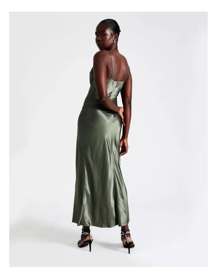 Wayne Cooper Cowl Neck Satin Slip Dress Green Size 18 photo 6