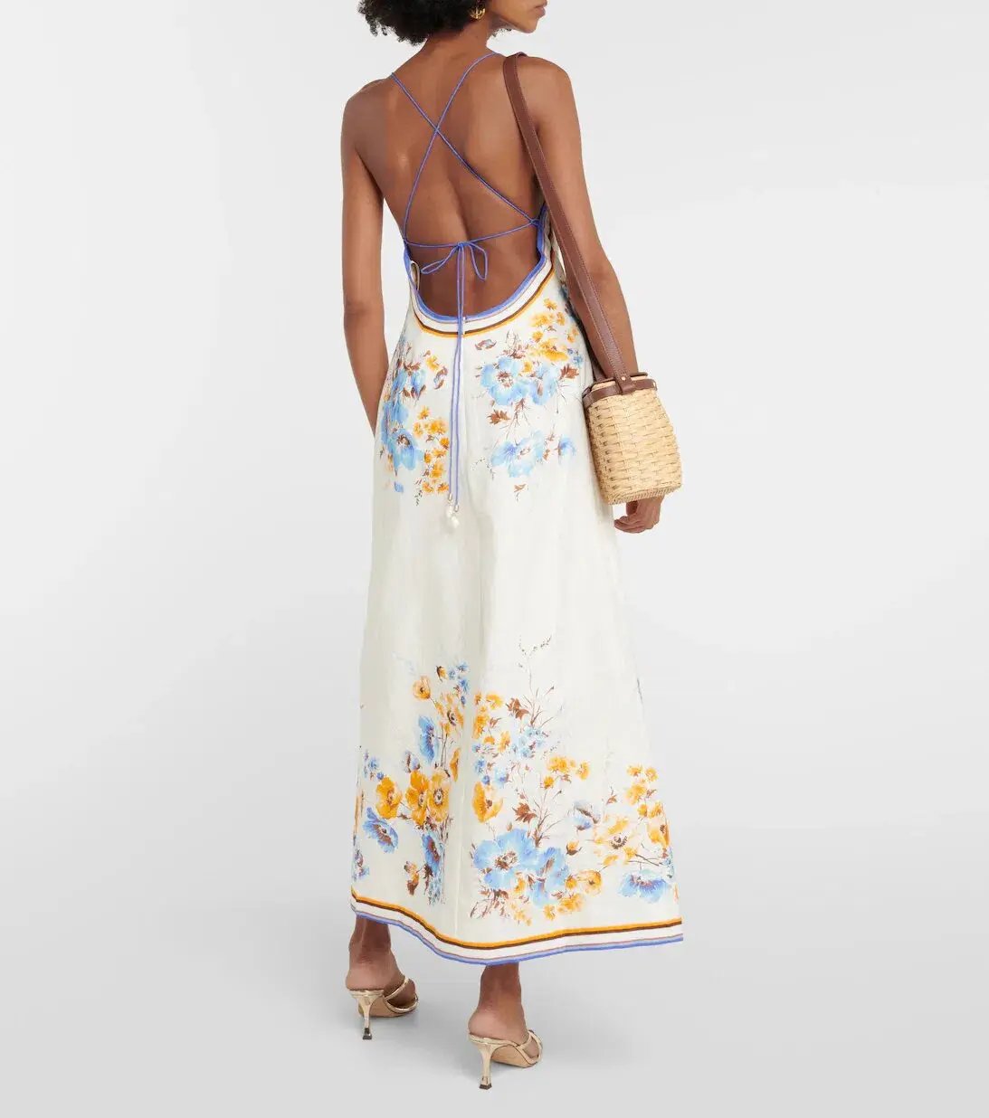 Zimmermann The Halcyon Slip Dress in Orange/Blue Floral Size 0/Au 8 photo 2