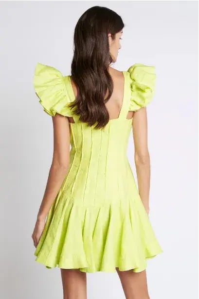 Aje Breathless Frill Sleeve Mini Dress Green Size 12 photo 3