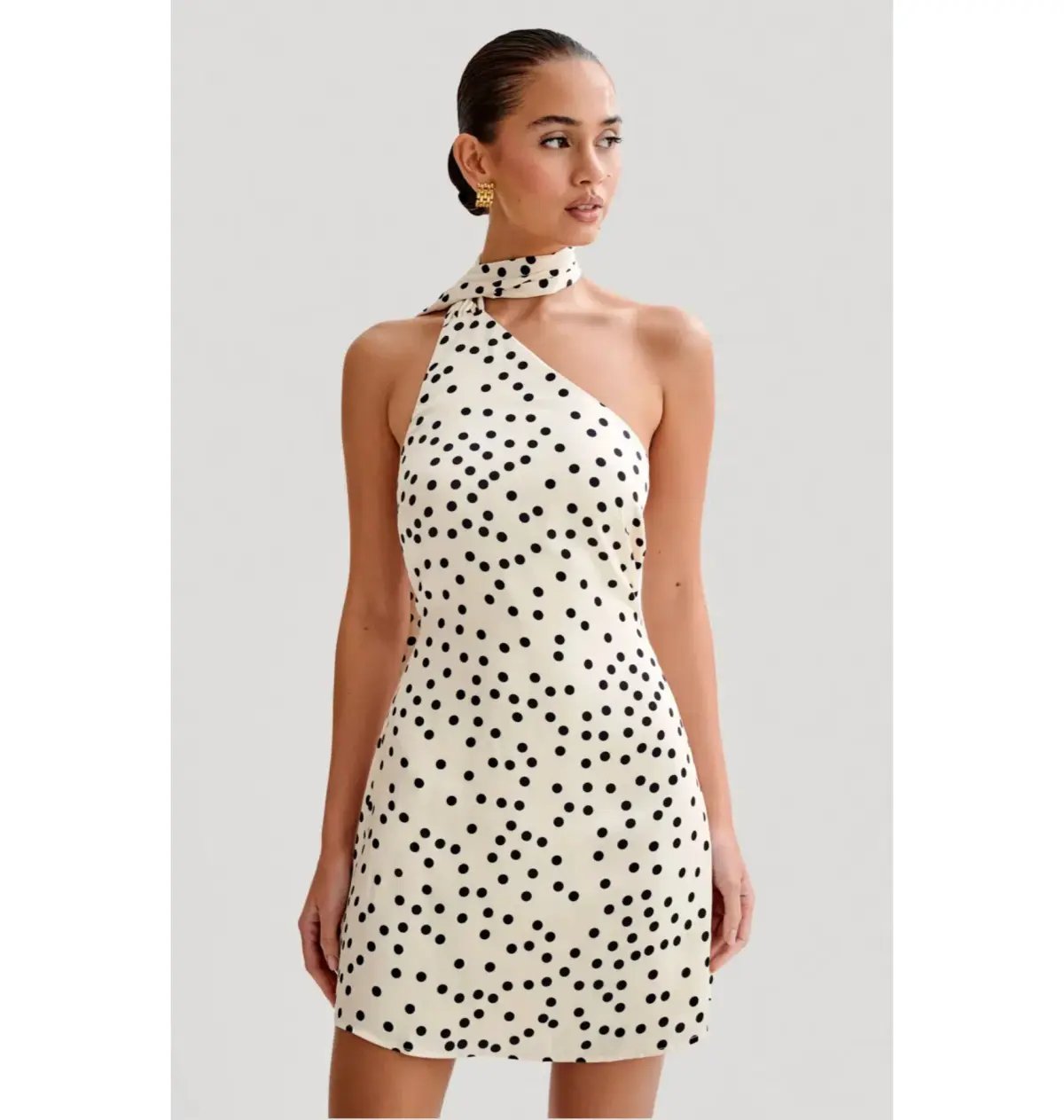 Meshki Joan Satin Asymmetrical Mini Dress Polka Dot Size AU  6 photo 3