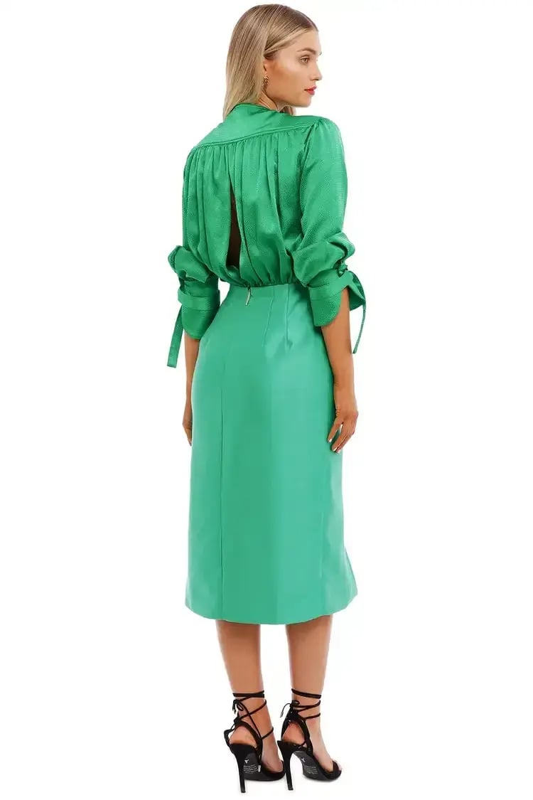Nicola Finetti Arida Low Plunge Dress Green Size 14 photo 2
