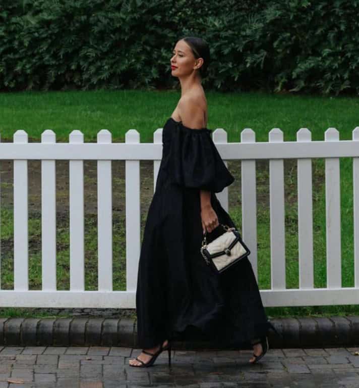 Aje Eugenie Off Shoulder Midi Dress - Black photo 8