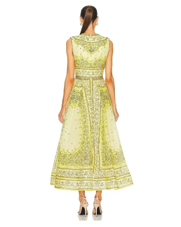 Zimmermann Matchmaker Bow Long Dress in Yellow Bandana Size 2 AU 12 photo 2