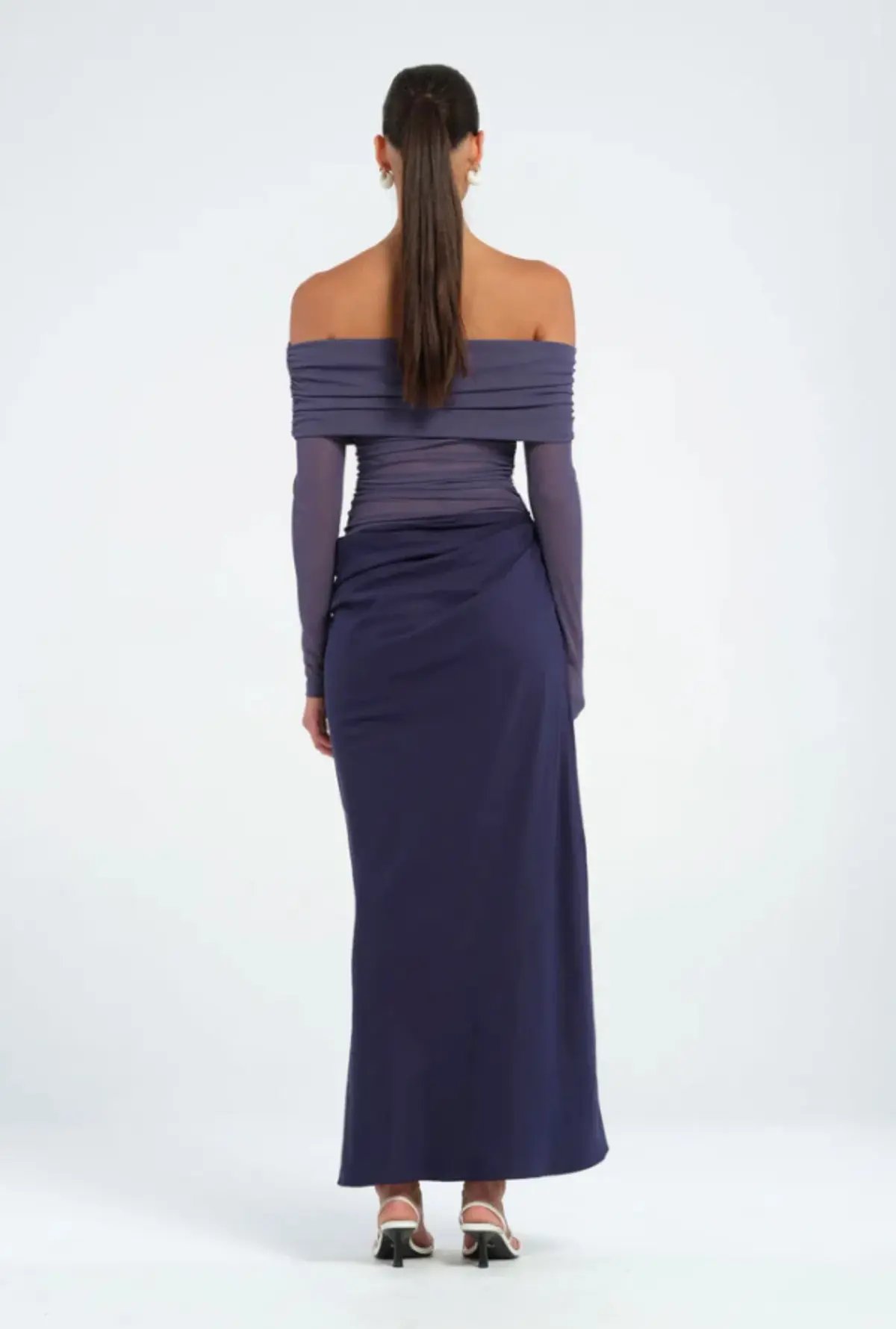 Benni Yasmin Off Shoulder Dress in Navy Size 8 photo 4