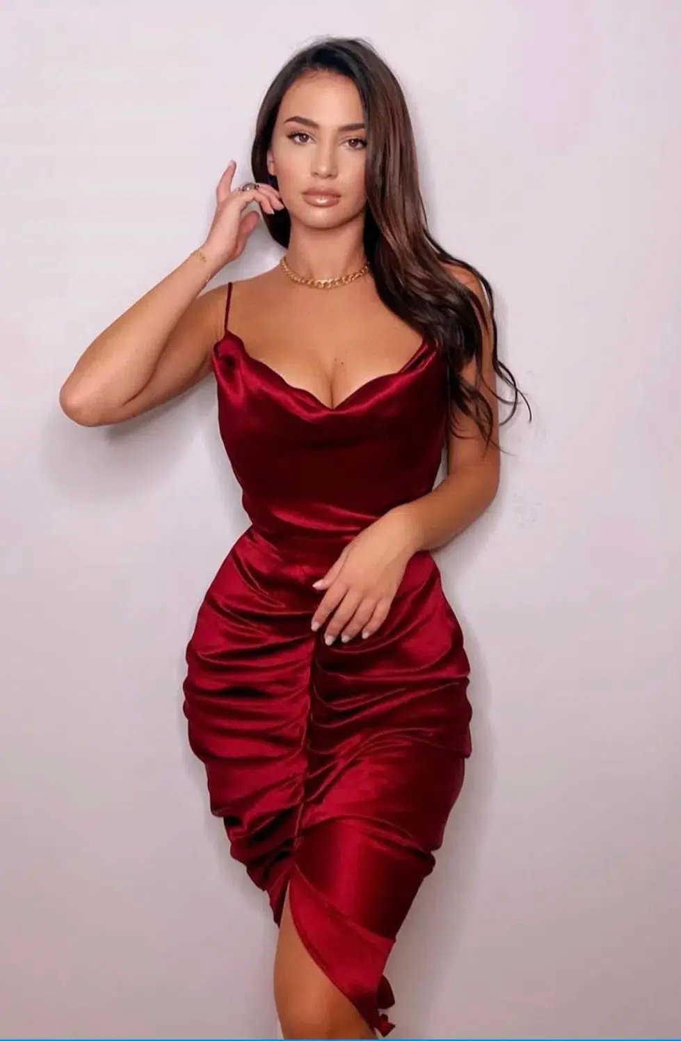 House of CB Nera Satin Draped Corset Dress Wine Size 6 photo 2