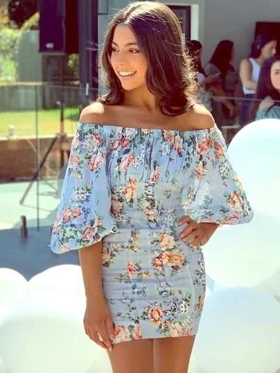 Zimmermann Bowie Off Shoulder Mini Dress In Lilac Floral Print Size 8 photo 4