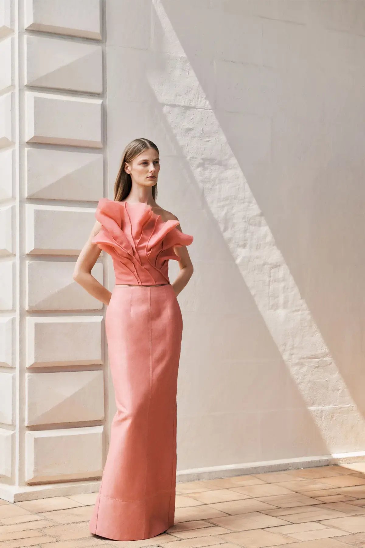 Aje Flame Crop Top and Mary Column Maxi Skirt Guava Pink Size 6 photo 2