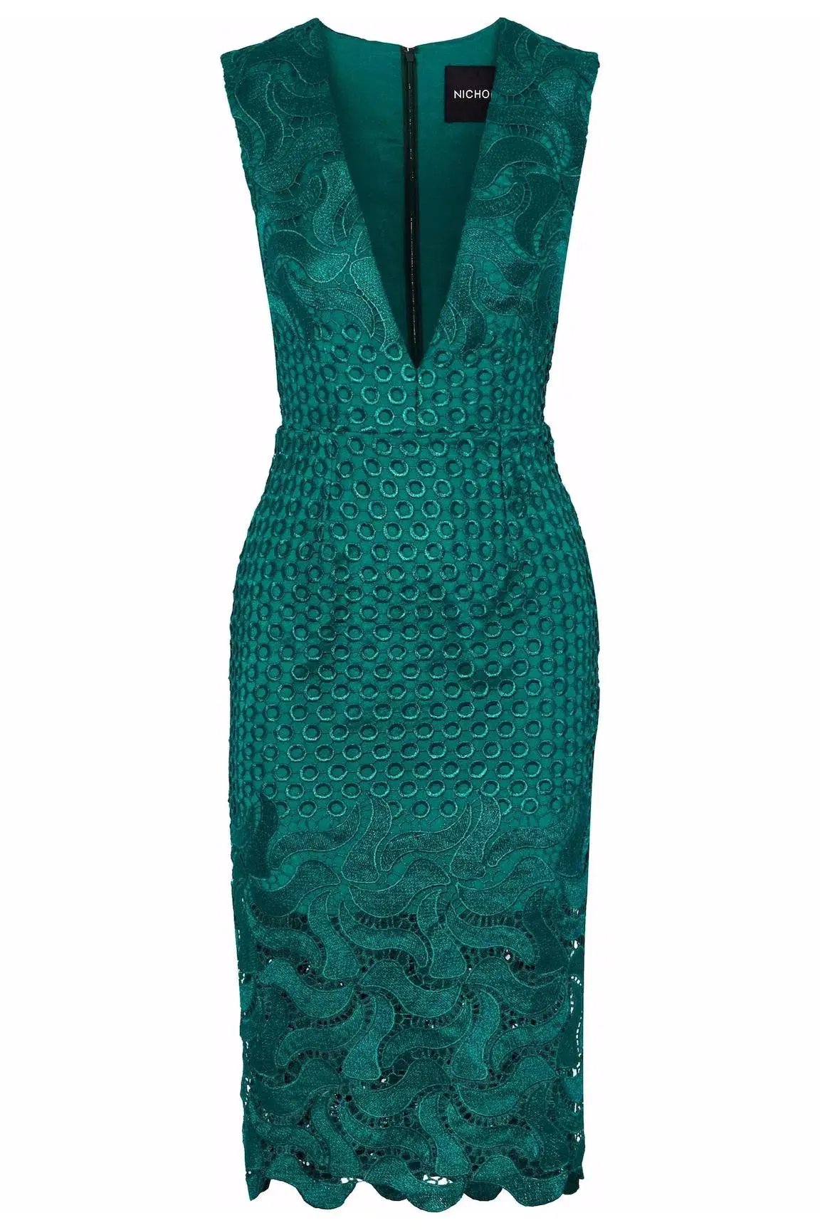 Nicholas Guipure Lace Midi Dress Green Size AU 6 photo 3