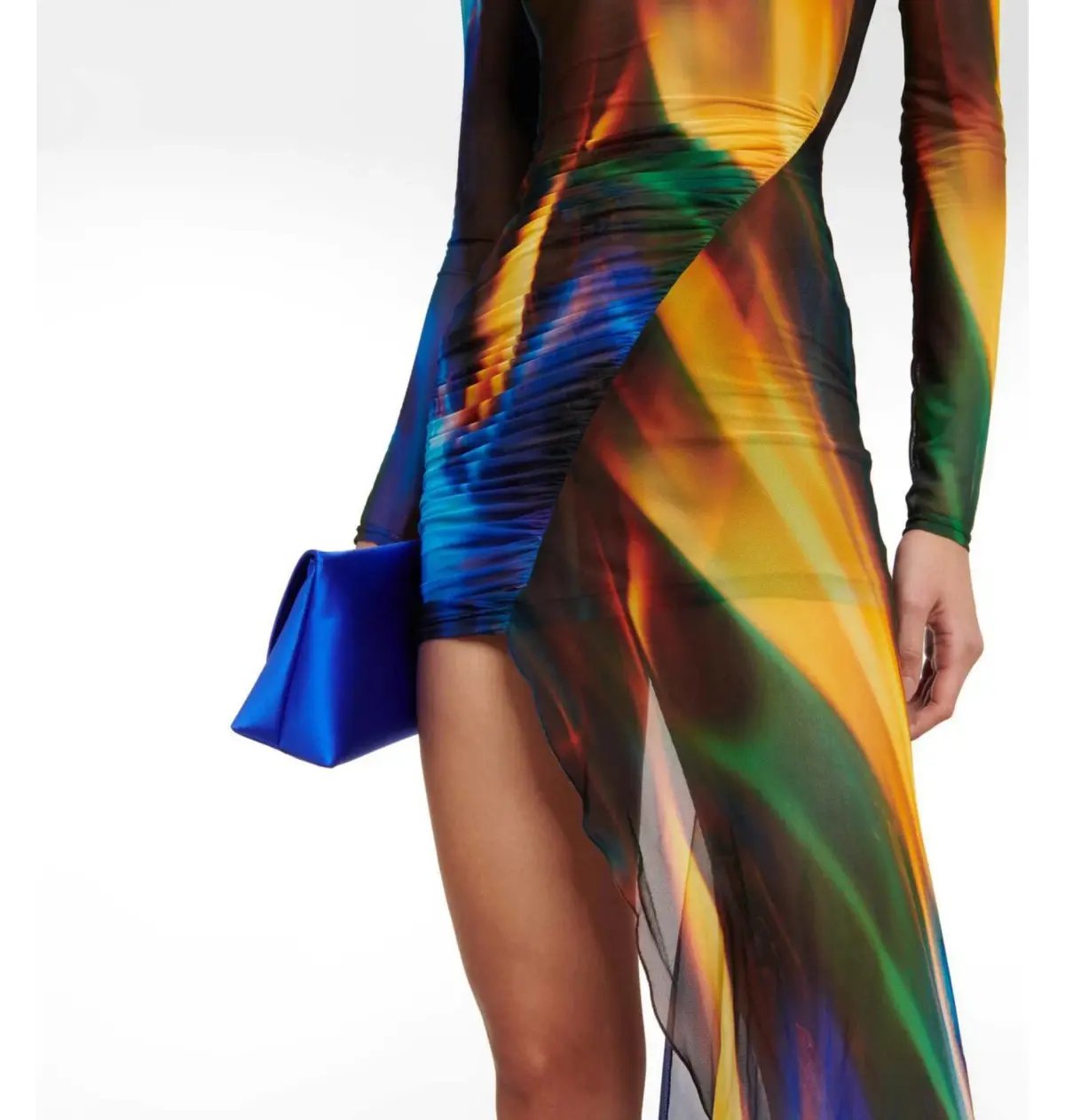David Koma Draped Sheer Mesh Mini Dress Print Size 6 photo 4