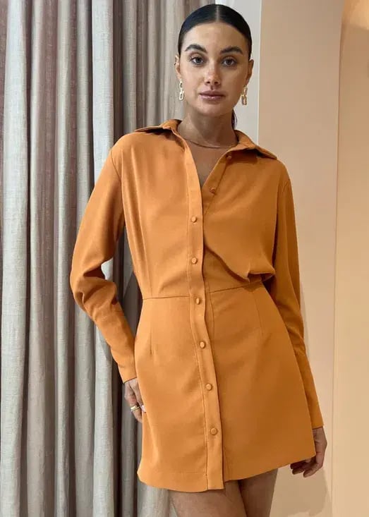 By Johnny Margot Mini Shirt Dress in Clay Size AU 14 photo 2