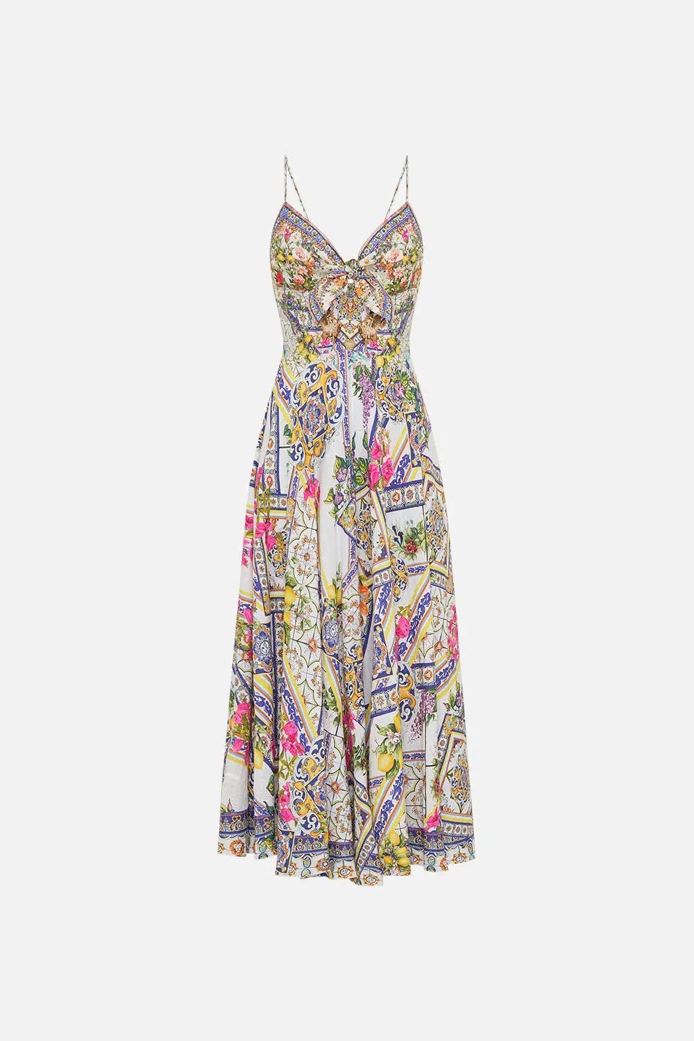 Camilla Long Dress With Tie Front Amalfi Amore Size S photo 6