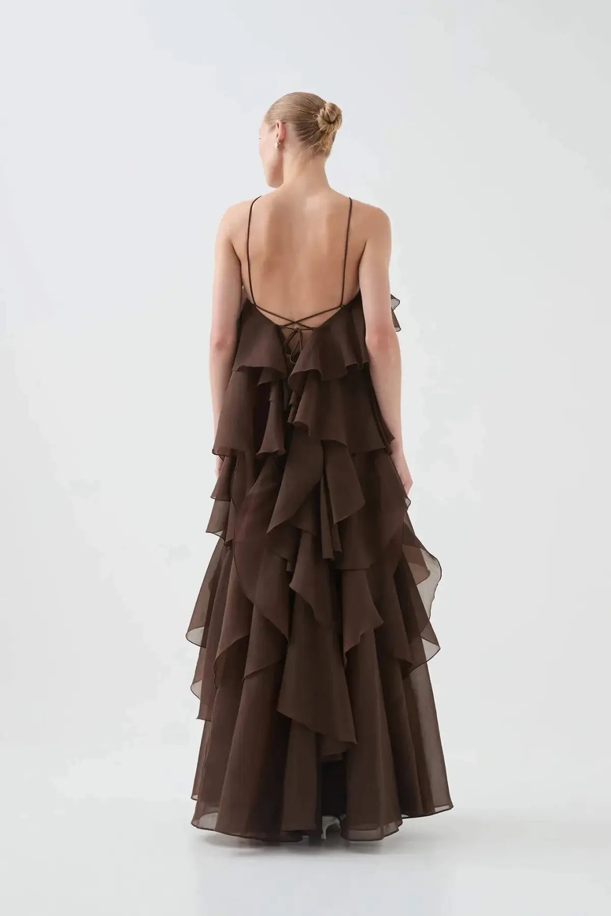 Aje Pandorea Layered Maxi Dress in Carob Size AU 10 photo 5